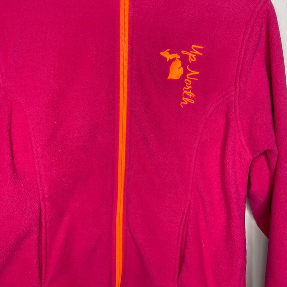 UP North Michigan Women's Pink Embroidered Full Zip Fleece Jacket Size Small - Picture 4 of 6